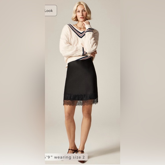 J. Crew Dresses & Skirts - J.Crew Gwen lace-trim slip skirt in luster charmeuse in black